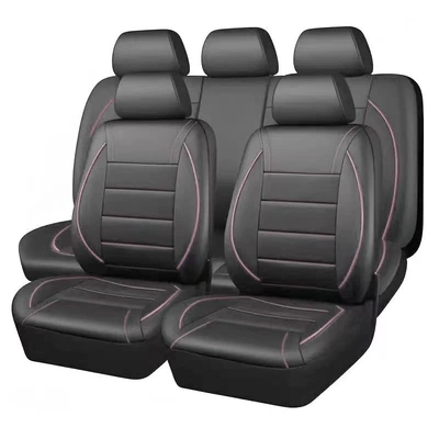 Universal Car Seat Cover Pu | Universal seat cover - pink-thread-2-piece-set-single-seat