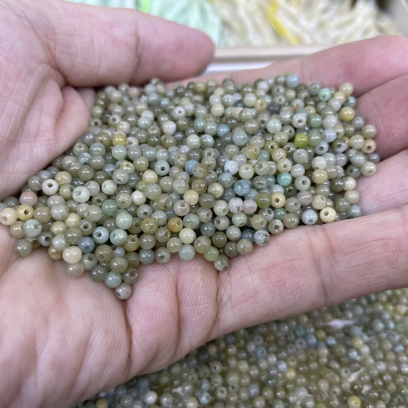 天然翡翠玉a货大孔珠玉石散珠儒种翠玉饰品配件手工玉珠子批发|undefined