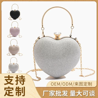 定制爱心晚宴包女高级感链条小包百搭斜挎手提包时尚迷你口红包