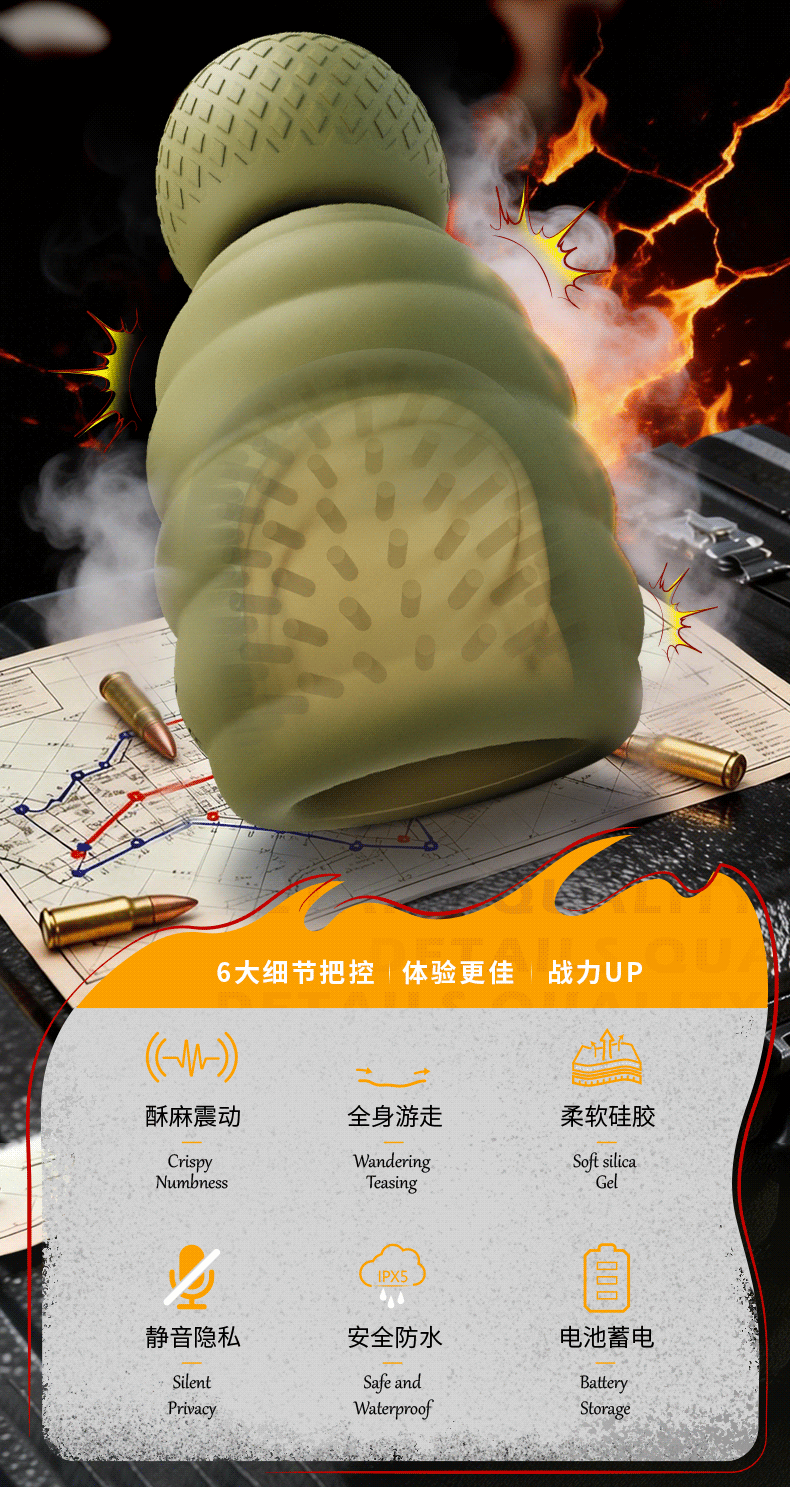 Automatic Sucking Telescopic Heating Masturbator Cup with Button Control, Silicone Grenade Trainer — detail image 2