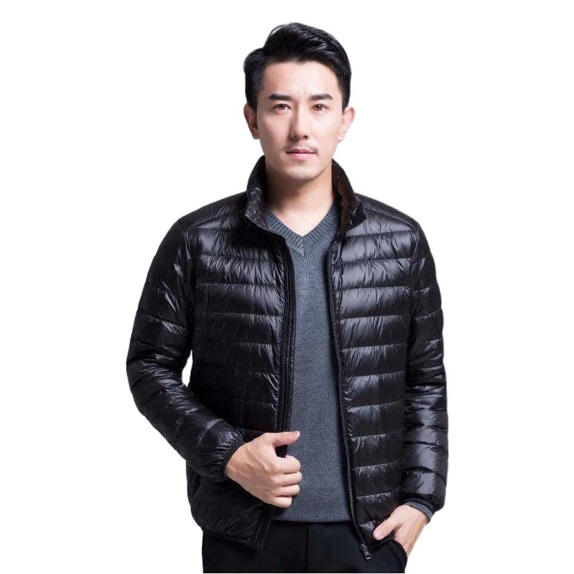 Оптовая зимняя мужская куртка с хлопковой подкладкой, прямые поставки с фабрики, теплая легкая тонкая пуховая куртка с хлопковой подкладкой, однотонное Мужское пальто с воротником-стойкой и хлопковой подкладкой