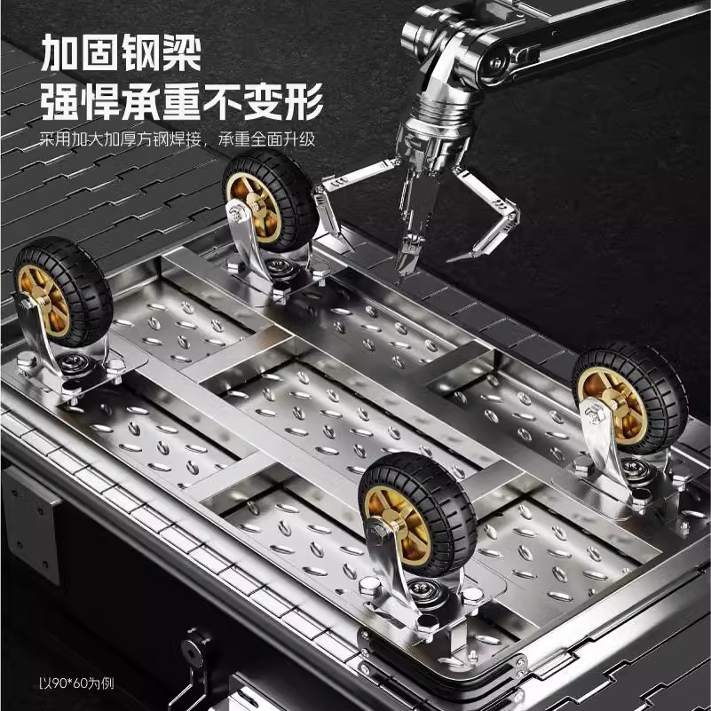 Camión de plataforma resistente a la compresión y al desgaste, camión de mano portátil engrosado, remolque pequeño plegable silencioso para el hogar, carro de carga de acero