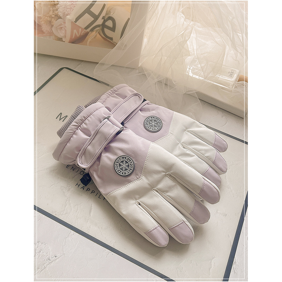 Ski gloves for women in the winter season thick riding electric motorcycle plus velvet for playing in the snow men's touch screen outdoor cotton to keep warm and prevent cold