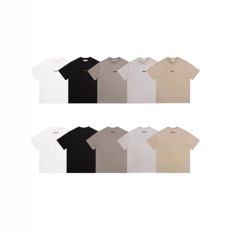 Minimalist Style Fear of God Essentials Lettered Brushed Embossed Fog Short-Sleeved T-Shirt Couple's Style