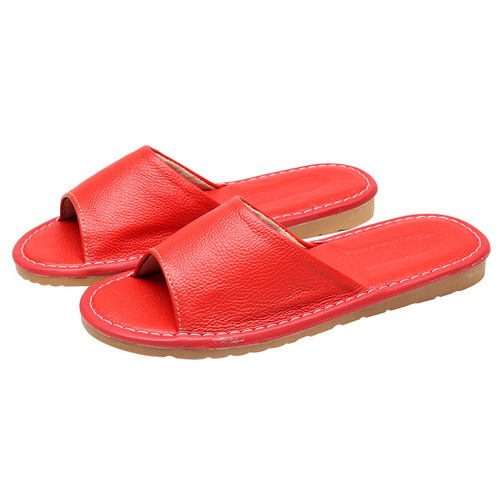 Haining genuine leather slippers for home use in summer for men and women, non-slip pure leather home leather slippers, non-stinky feet, full leather sandals