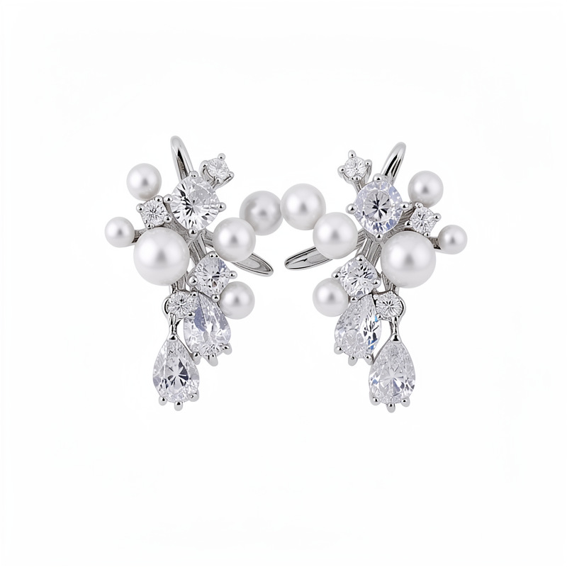 Agujas de plata mariposa gota de piedra aretes de perlas ligeros de lujo de alta calidad pernos diarios temperamento al por mayor auriculares
