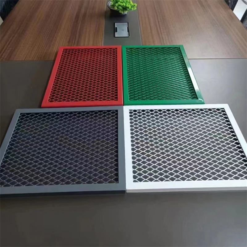 钢板网吊顶菱形拉伸网工业风铁网镂空吊顶隔断网红餐厅金属网装饰