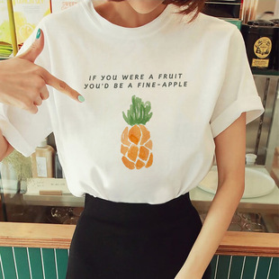 Pineapple Fruit TShirt �ļ�������}ˮ��ӡ����Ůͨ��T������