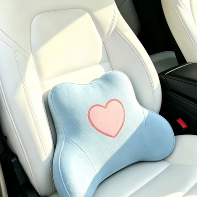 Cross-border wholesale of cute car Headrest - memory-foam-blue-heart-shaped-cushion
