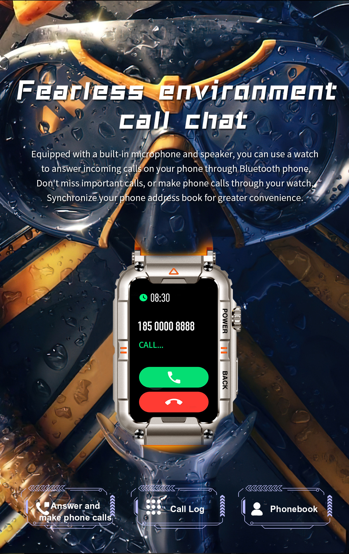 Smartwatch KR88 Herren 1,57 Zoll Armband Bluetooth Anruf Gesundheit_voghion.com