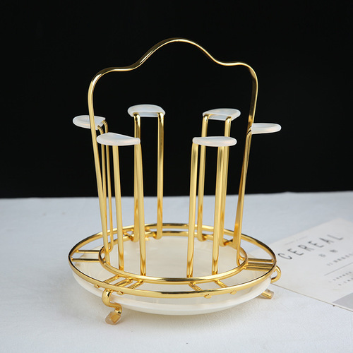 Light luxury metal cup rack storage rack glass cup household water cup holder cup storage wine glass rack upside down drain rack