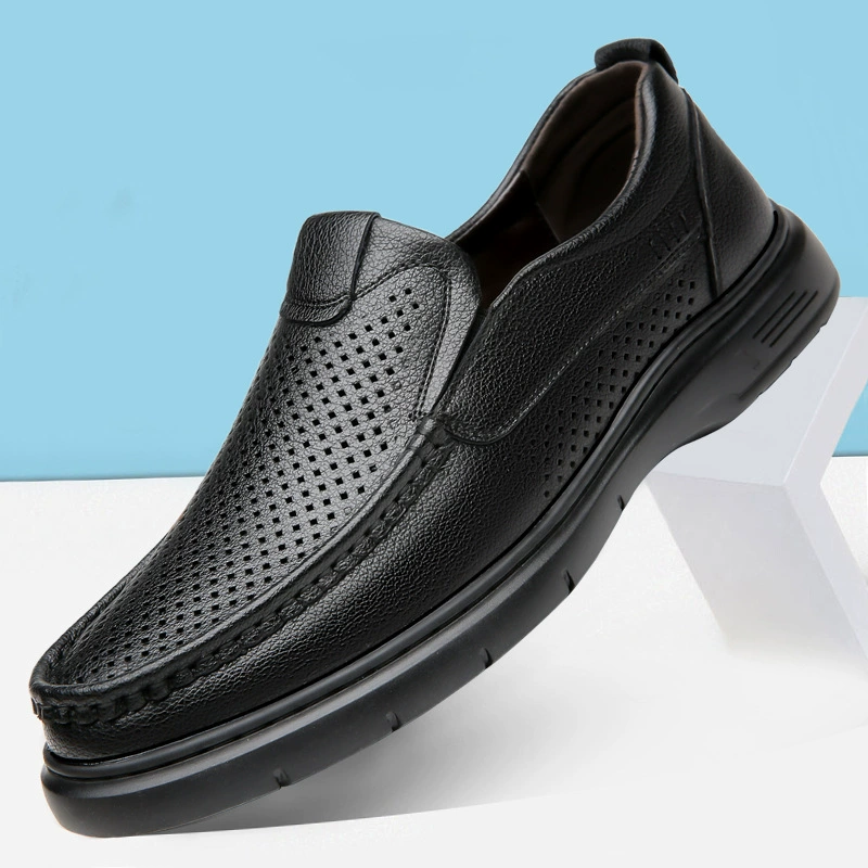 2023 летние новые мужские деловые повседневные кожаные туфли, мужские сандалии из мягкой кожи на мягкой подошве, дышащие кожаные сандалии, мужские 7736-1