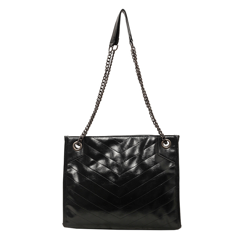 Lingge Chain Women's Large Capacity 2023 New Fashion One Shoulder Crossbody Autumn/Winter Texture Commuter Tote Bag_voghion.com