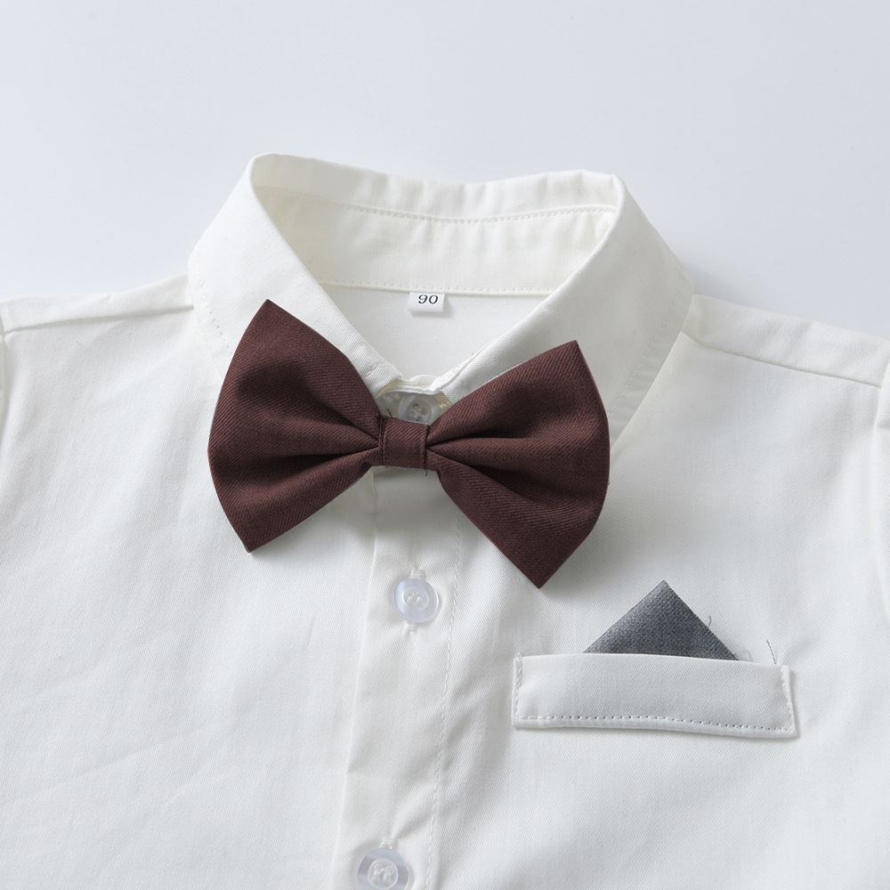 Comercio exterior ropa infantil de verano cardigán de manga corta correa de caballero pantalones cortos de dos piezas con vestido de espectáculo de flores de aniversario ropa infantil