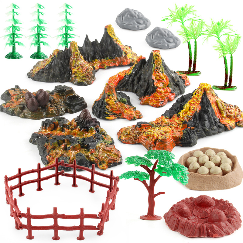 Simulación transfronteriza Jurásico dinosaurio volcán erupción 25 traje escritorio modelo estático decoración juguete Amazon