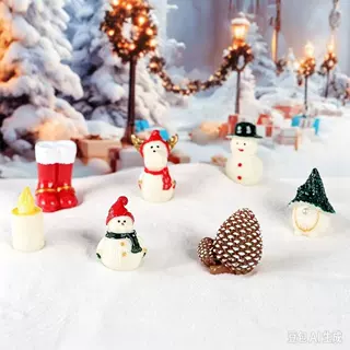 跨境新品圣诞主题树脂工艺品 微景观娃娃屋雪人麋鹿小摆件