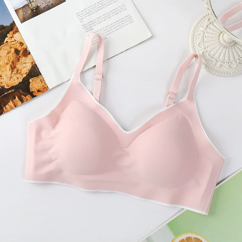 Wireless Silk Support Bra, Women's Molded Cups, Plus Size, Decorative Back
