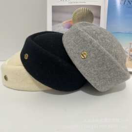 轻奢高品质保暖药盒帽秋冬气质显脸小空姐帽复古画家帽百搭贝雷帽