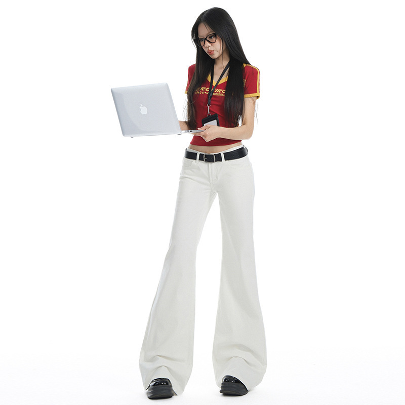 2025 Autumn New White Low-Waist Flared Jeans for Women, Slim Fit Stretch Straight Flare Pants 2025 Autumn New White Low-Waist Flared Jeans for Women, Slim Fit Stretch Straight Flare Pants