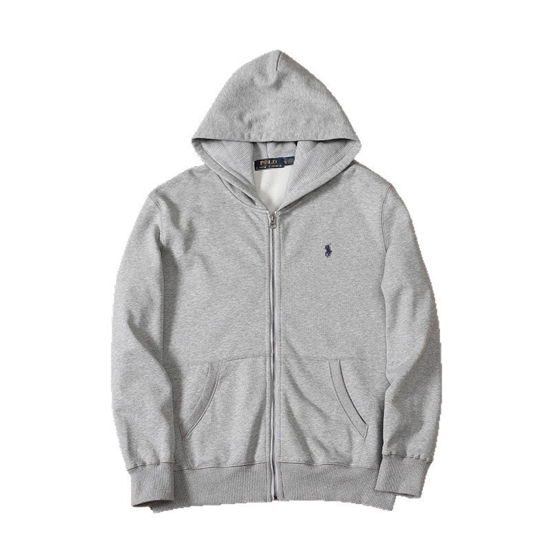 Cross-Border Export High-Quality Raff Terry Rl Pony Embroidered Hooded Sweatshirt Zipper Cardigan Jacket Men's and Women's Hoodies