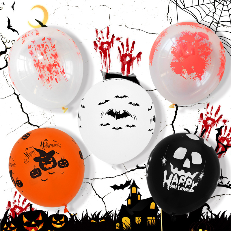 Home & Garden latex balloon 12 inch printed pumpkin bat ghost festival KTV decoration balloon set_voghion.com