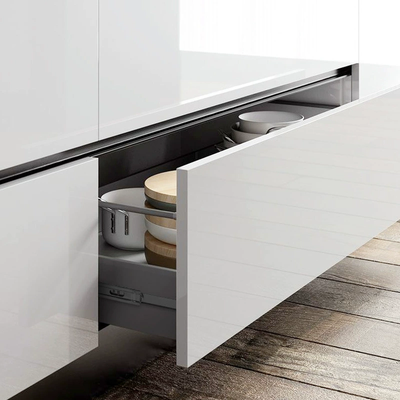 哥尼迪 Three-section drawer guide rail 45 wide side-mounted buffer track three-section rebound track ball silent slide rail black