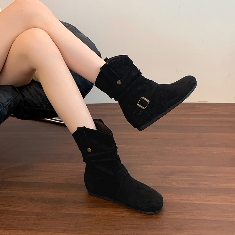 Plus-Size Women's Boots with Hidden Height Increase, Birkenstock-Style Short Boots, Wide Calf Martin Boots, Melard Wide-Fit Large Size Women's Boots, Size 41