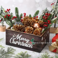 クロスボーダー木製収納ボックスクリエイティブクリスマス装飾整理テーブルボックス木製多目的ハンドル収納木製ボックス