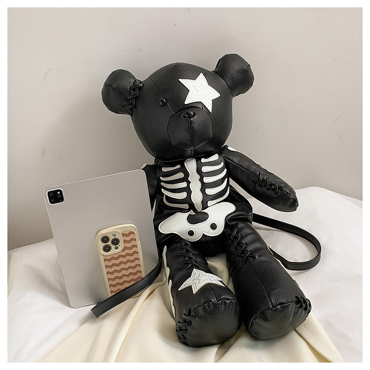 1350g Weight Nylon Lining Material Zipper Closure Type Double Shoulder Straps Strap Type Fashion Backpack Bags Type Casual, Travel Occasion Pu Leather Material Waterproof Function Women's Backpack Backpack Bear, Solid Color Pattern All Seasons Season Women's Gender Streetwear Style Oval Shape Medium Size Waterproof Bear Solid Color Casual Travel Women's Backpack 27