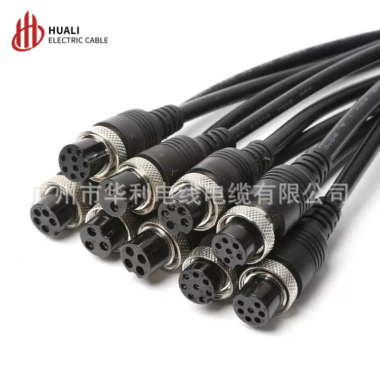 GX16航空插M16连接器针孔注塑带线2/3/4/5/6/7/8/9芯注塑航空插头