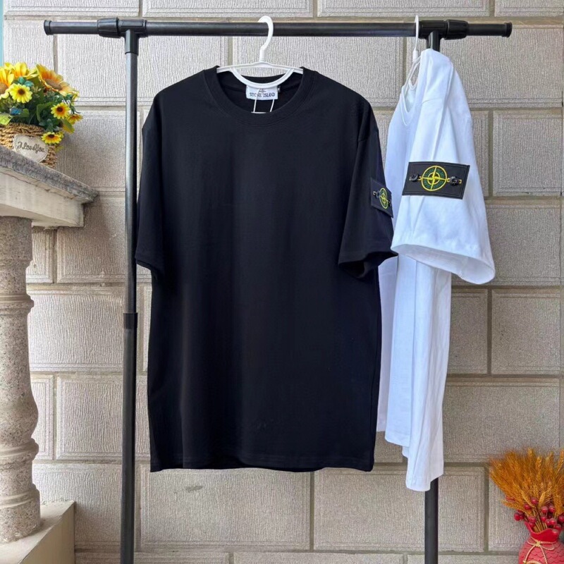 クロスボーダーストーンアイランド2025夏 欧米トレンドブランド コンパス袖章 ビッグボードTシャツ 男女兼用 ゆったりカジュアル|undefined