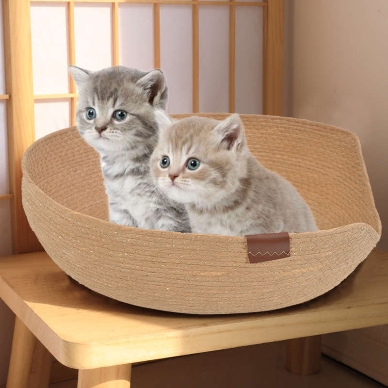 봄과 여름 수제 짠 그물 빨간 고양이 침대 통기성 시원한 냉각 애완 동물 둥지 홈 애완 동물 용품 고양이 둥지 아마존