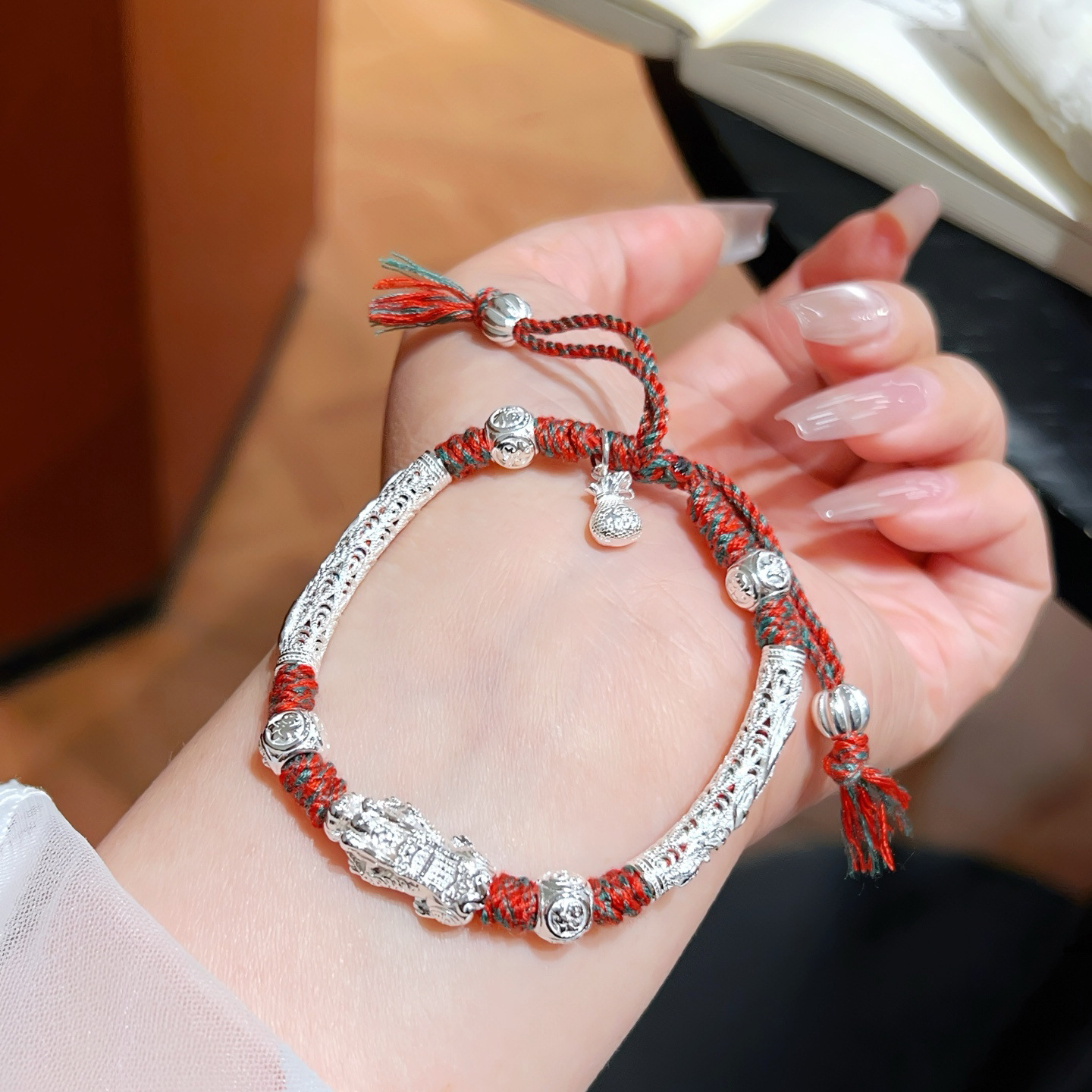 999 pulsera de alambre de plata de pie pulsera tejida de hilo arcoíris de bricolaje año de nacimiento cuerda de mano de plata rota para novia regalo de madre