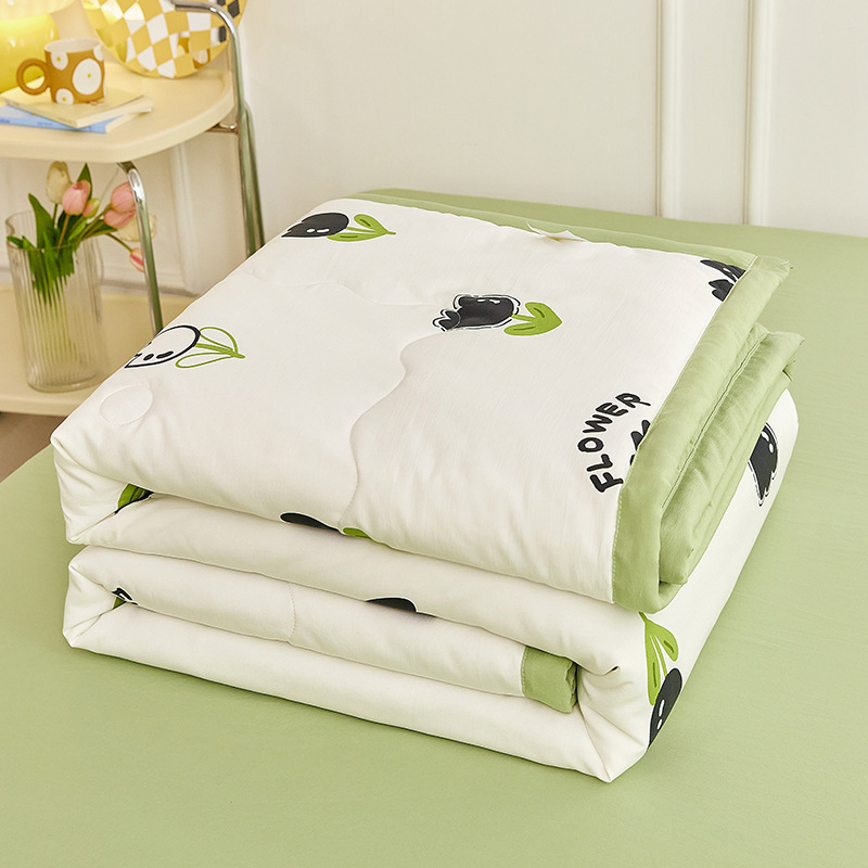 Edredón de verano de algodón y lino lavado, edredón fresco de verano, dormitorio para niños, edredón de aire acondicionado lavable a máquina de cuatro piezas