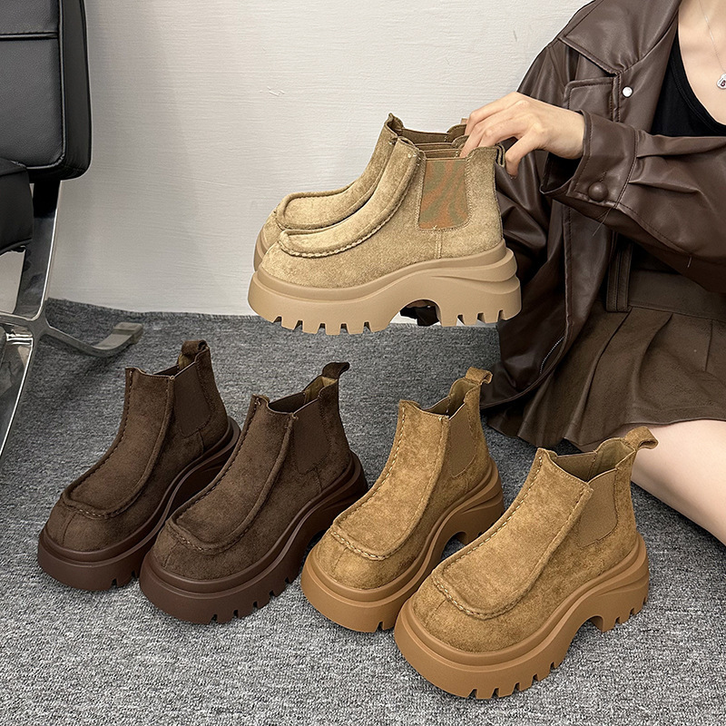 厚底超火马丁靴女2025秋冬季新款爆款小短靴复古增高短筒机车靴潮|undefined