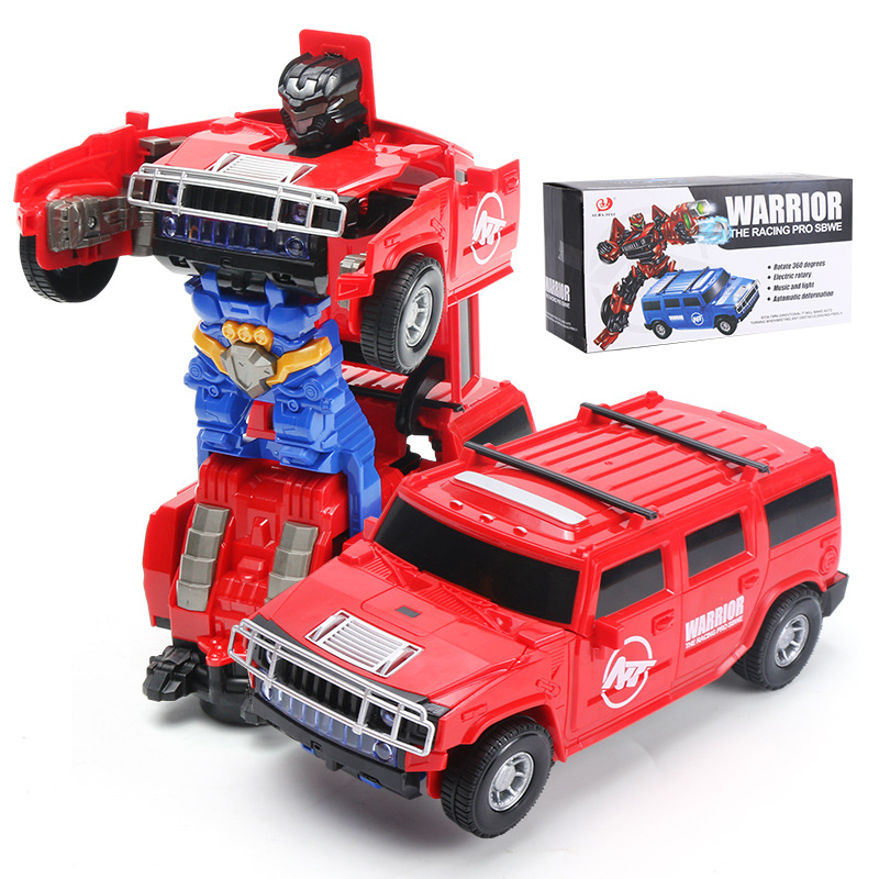 Children's electric toy red Hummer singing and dancing robot universal electric deformation car luminous toy car