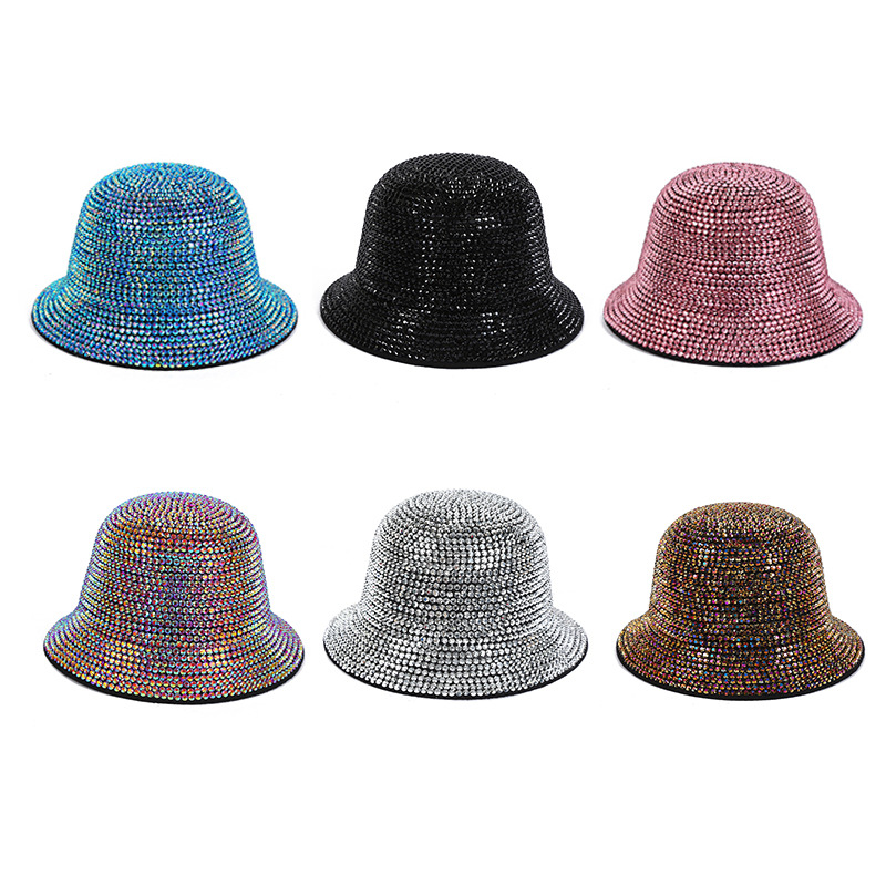 Sombreros de sol de verano transfronterizos europeos y americanos, sombreros de pescador vintage con diamantes de imitación, sombreros de baile callejero para mujer, estilo ins al por mayor.