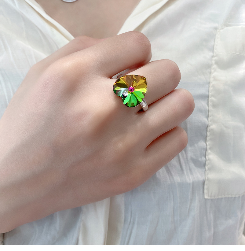 Fashion Heart Shape Sterling Silver Inlay Zircon Rings 1 Piece