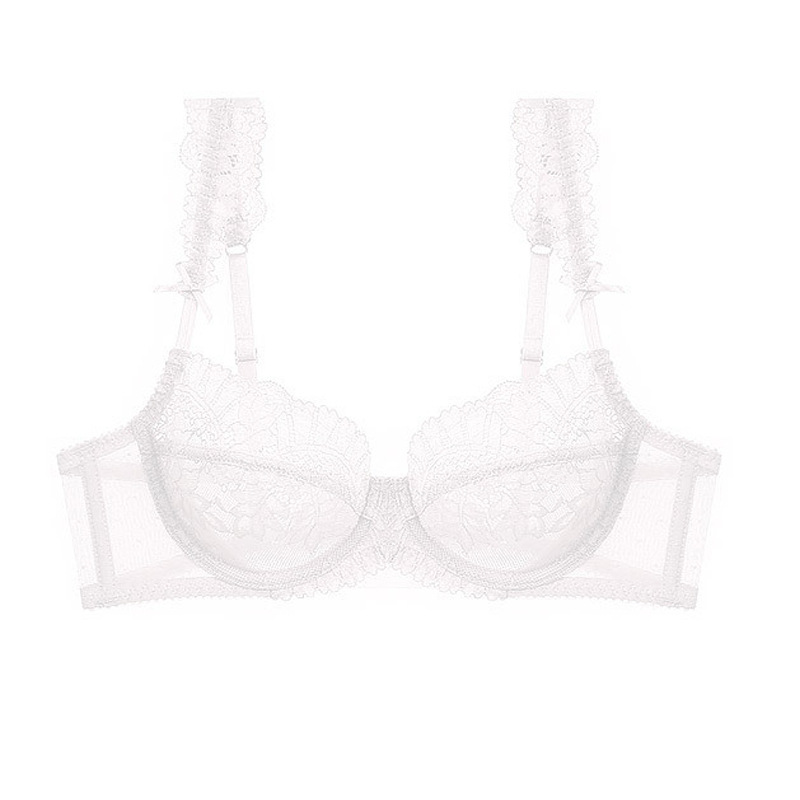 Traje de ropa interior de deseo puro transfronterizo, pecho pequeño, sujetador de encaje sexy cómodo y transpirable, sujetador francés hueco ultrafino