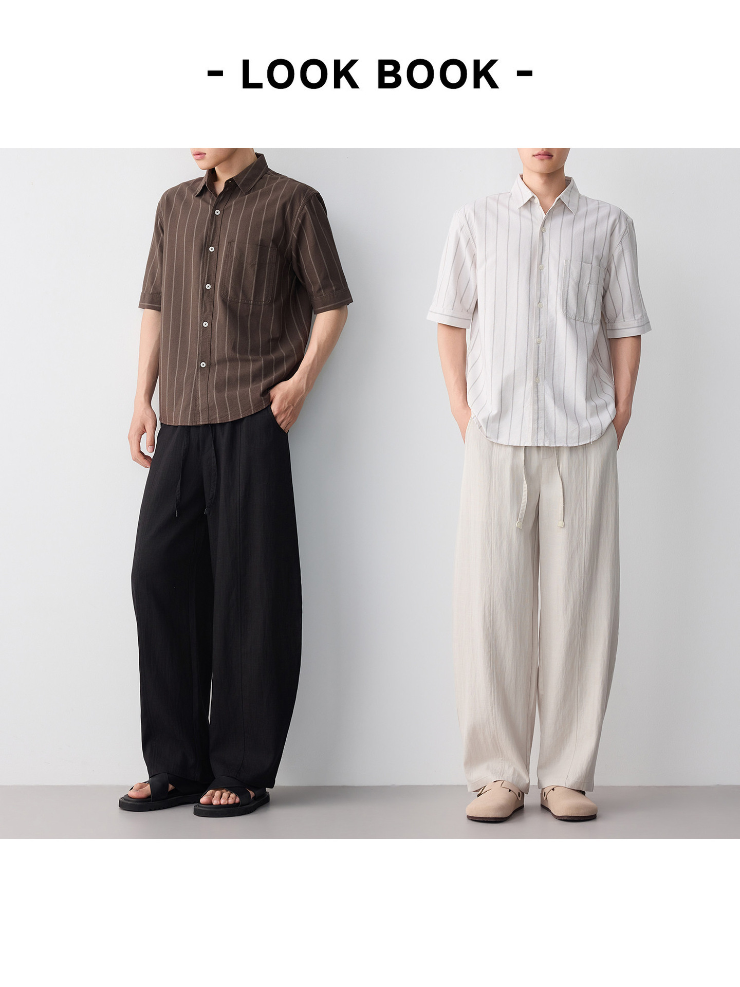 Áo sơ mi nam ngắn tay sọc cotton thoáng mát — màu xanh nhạt