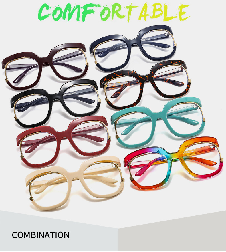 Fashion Solid Color Oval Frame Half Frame Optical Glasses display picture 3