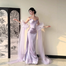 紫色高级感晚礼服女宴会气质新娘婚礼晨袍修身显瘦鱼尾裙轻奢礼服