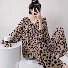 爆款睡衣女卡通熊猫印花仿棉春秋款新款新中式国风大码家居服套装