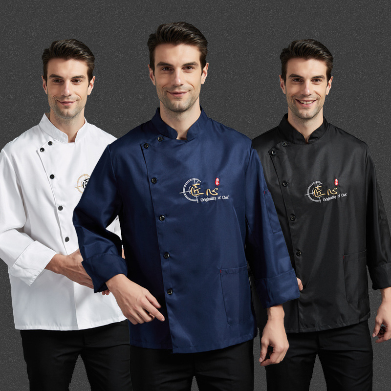 Chef ropa de trabajo chef ropa de manga larga manga corta invierno verano hombres y mujeres blanco negro azul restaurante cocina ropa de trabajo