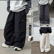 艾摩贝贝冬款潮童加厚奥粒绒直筒工装裤男女童保暖可束脚宽松长裤