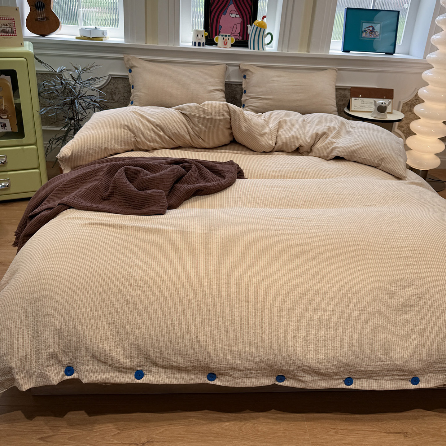 Ice Silk Cooling Duvet Cover Four Piece Bedding Set Minimalist_voghion.com
