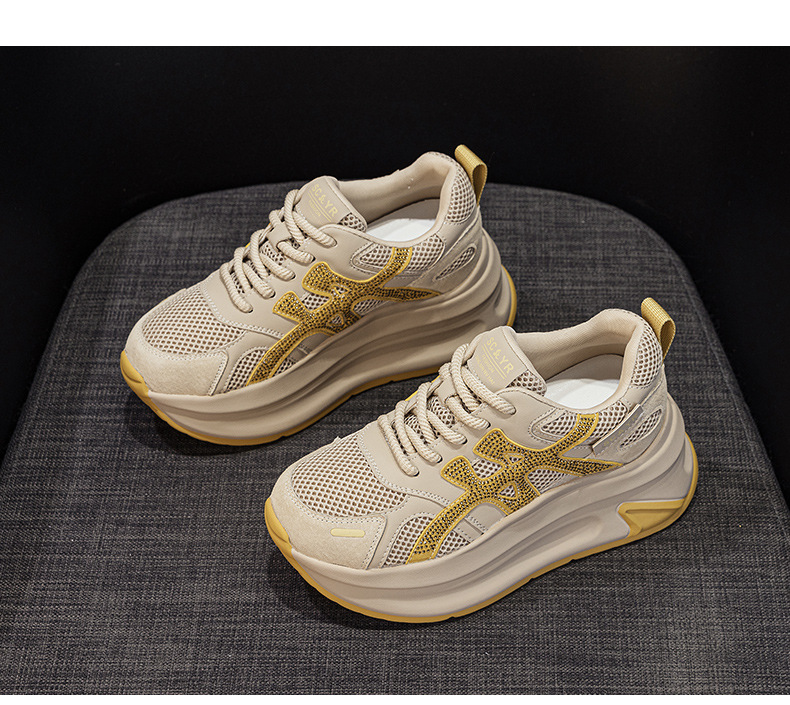 Giày sneaker nữ đế dày lưới mesh thoáng khí mẫu mới thu 2026 — M2916-1 da đỏ, M2916 lưới màu be, M2916-1 da màu vàng, M2916 lưới đỏ chi tiết 30