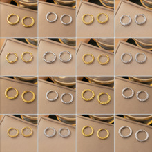 【新品】跨境电商爆款时尚满天星钛钢圆形女式18K耳扣不锈钢耳环