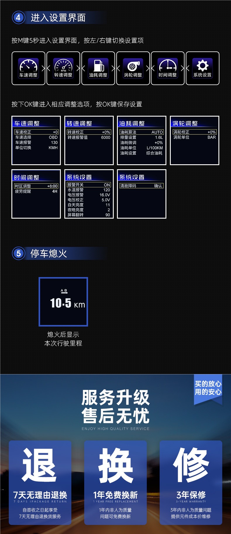 HUD Head-Up Display Car Multifunctional OBD High-Definition LCD Instrument Turbo Meter GPS Auto Start-Stop A401