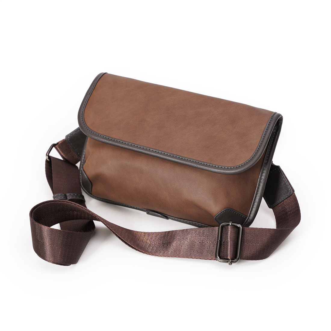 300g Weight Polyester Lining Material Weave Fashion Element Flip Cover Closure Type Sling Strap Strap Type Shoulder Bag Bags Type Casual, Daily, Shopping Occasion Pu Leather Material Plaid, Solid Color Pattern All Seasons Season Men's Gender Classic Style Style Square Shape Men's Plaid Solid Color Pu Leather Weave  Flip Cover Shoulder Bag 15